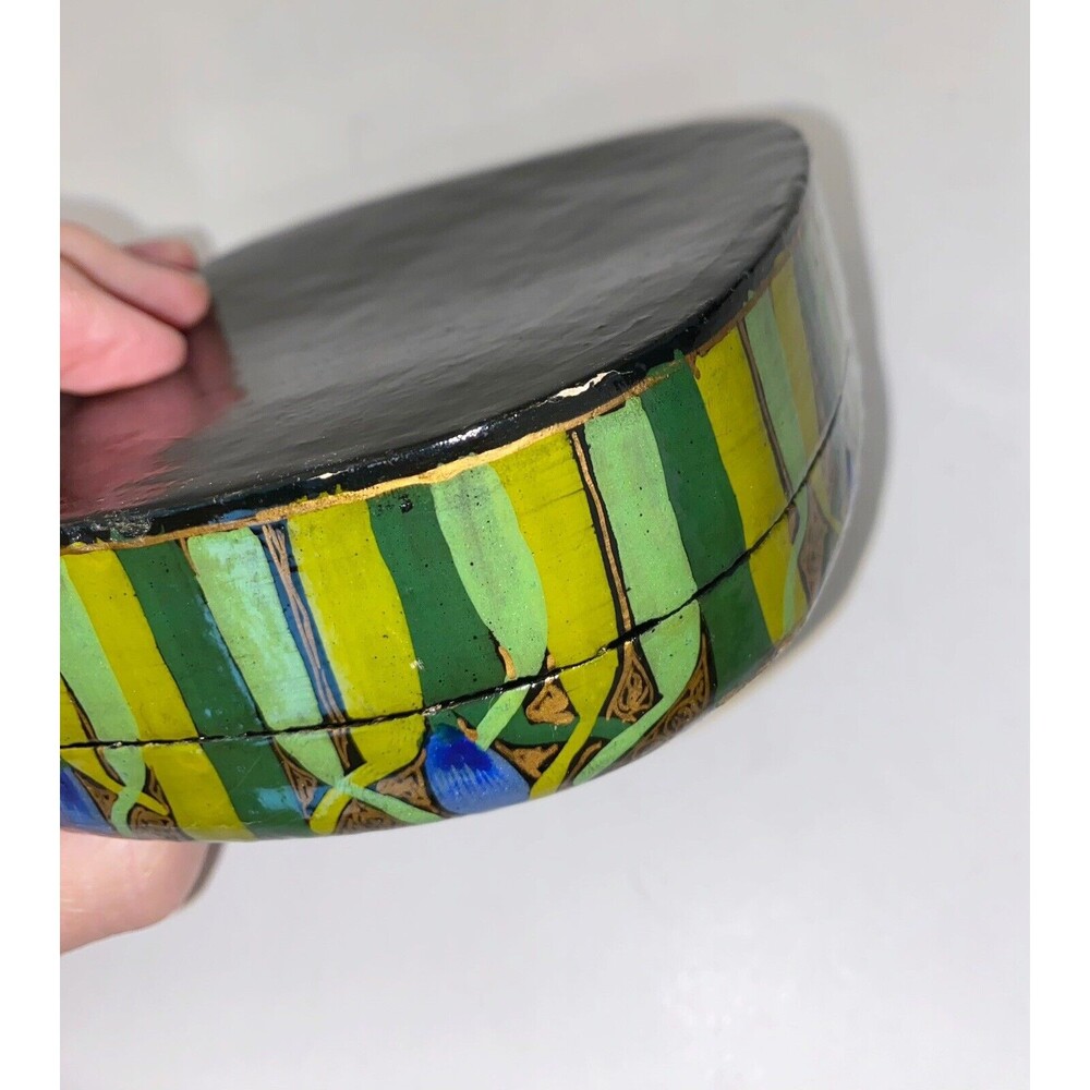Hand Painted Wooden Box Irises Gold And Green Design - Picture 7 of 10